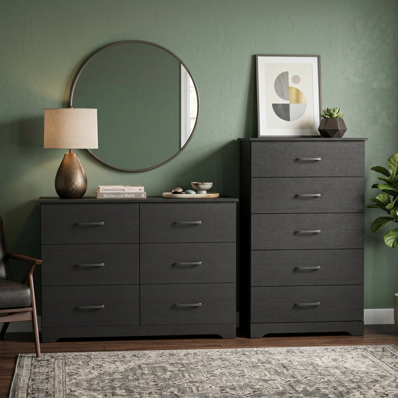 Arkia Manufactured Wood 2-Piece Bedroom Set, Black Oak