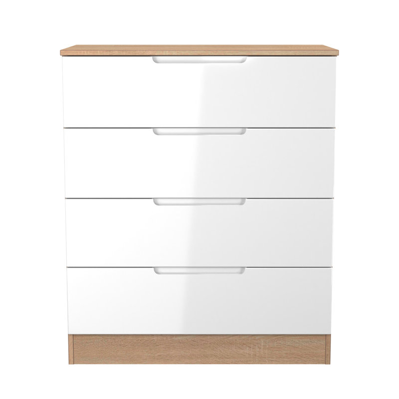 74 cm W Chest of 4 Drawers, White/Oak