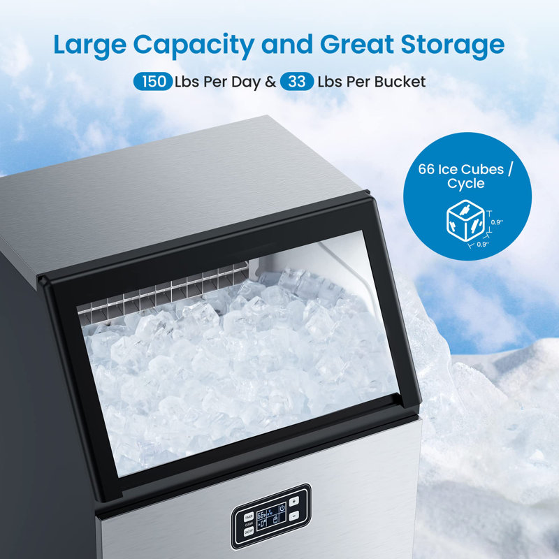 Babevy 150 Lb. Daily Production Nugget Ice Freestanding Ice Maker