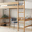 Lit mezzanine simple en bois d'hévéa avec bureau et rangement polyvalent - répondez à vos besoins