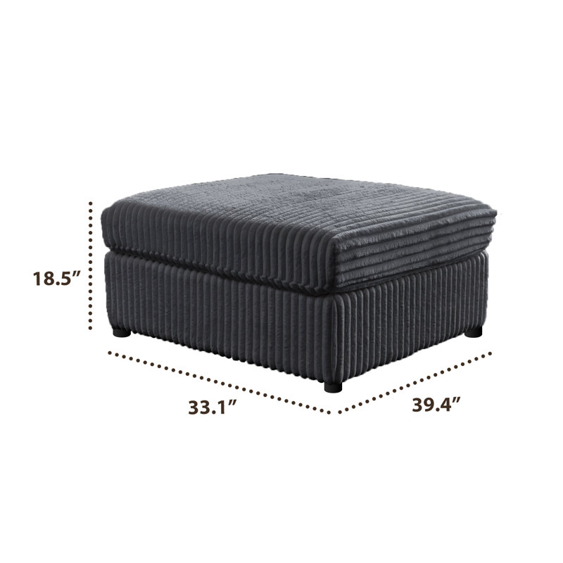 Module rembourré de repose-pieds modulaire en velours côtelé pour canapé modulaire, Gris foncé