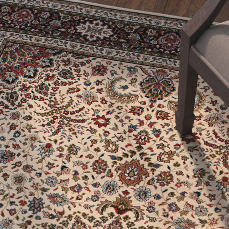 Tapis oriental ivoire / noir Shelburne, Rectangle 4 pi x 5 pi 9 po