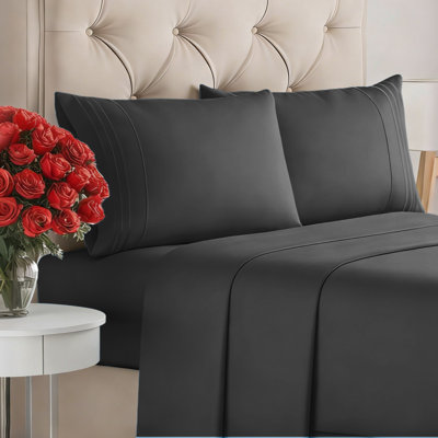 Brushed Microfiber Sheet Set, Ultra Soft and Breathable Bedding Set, Includes Fitted Sheet, Flat Sheet and Pillowcase, Deep Pocket up to 16 Inches, Tw