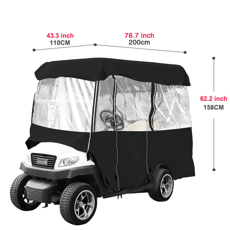 Housse de chariot de golf à fermeture autoagrippante, H 62,2 po x l 78,7 po x P 43,3 po, Noir