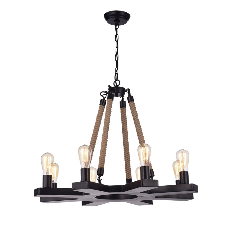 Kayden 8 - Light Dimmable Wagon Wheel Chandelier