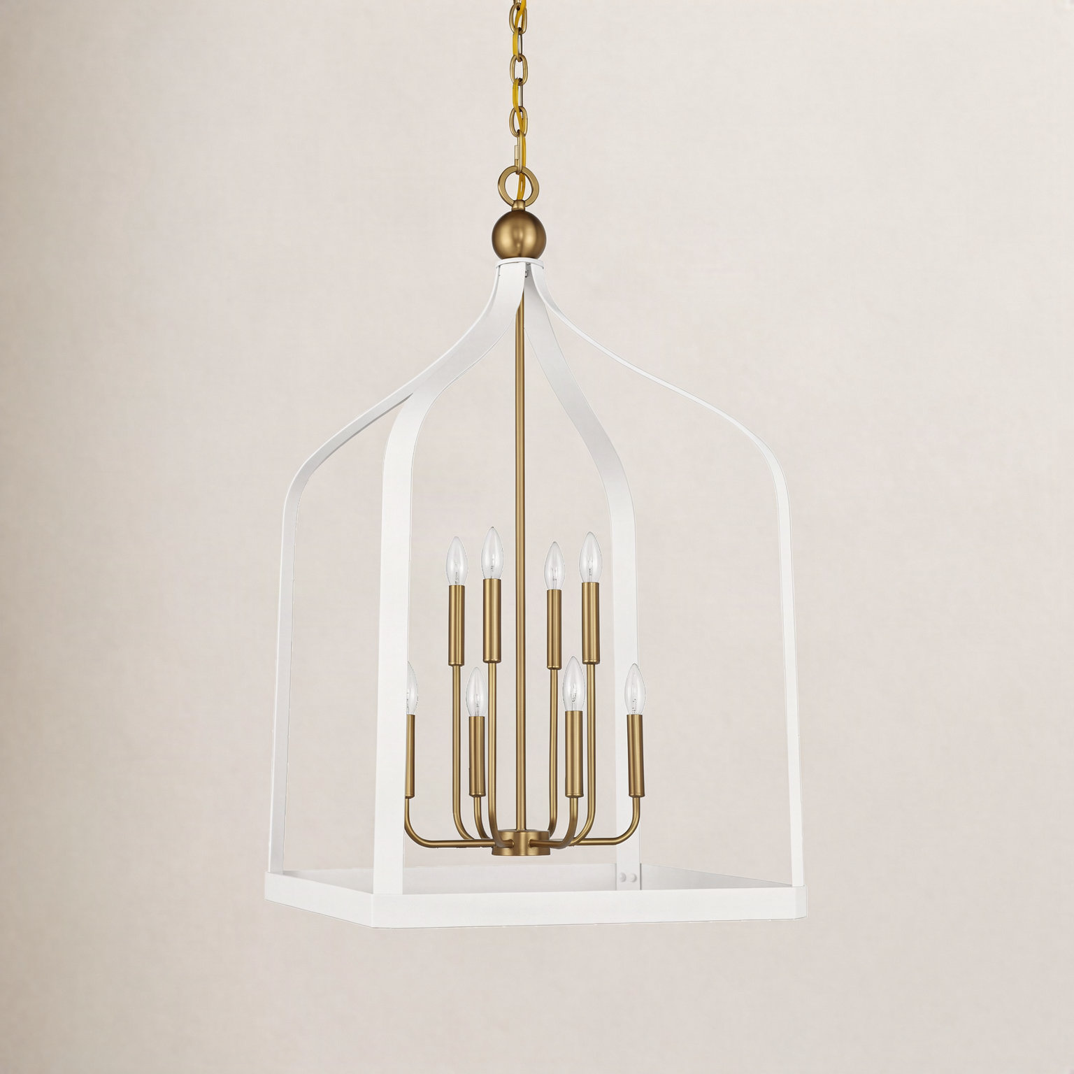 Kenmore Lantern Birdcage Chandelier, 41.5" H x 23.5" W x 23.5" D, White, 8 Lights