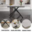 Table de salle à manger de 47,2 po à 59 po avec plateau en pierre frittée rectangulaire extensible et base en X en acier au carbone noir pour 4 à 6 personnes-1284240806
