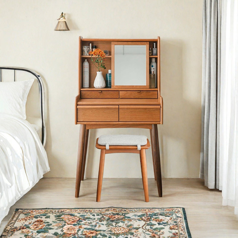 26.77" Modern minimalist solid wood vanity set, Burlywood