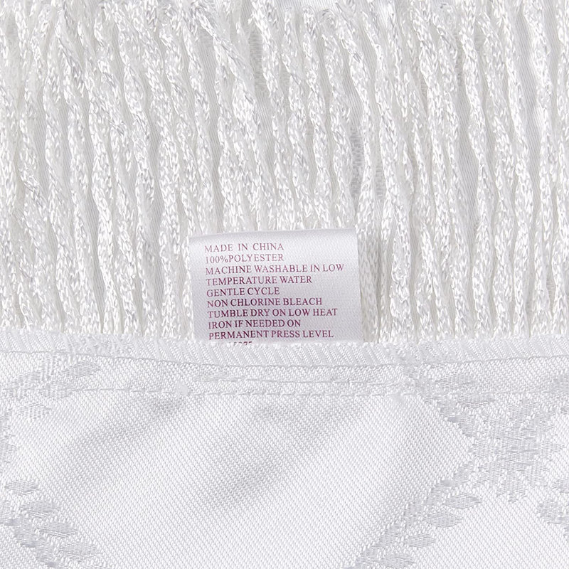 Bedford Damask Design Tablecloth, 120" W x 60" L, White