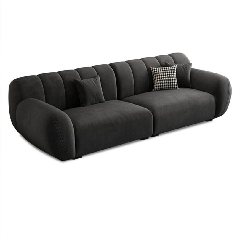 Canapé modulaire gris en polyester, Gris, 28,74 po H x 86,61 po L x 41,73 po P