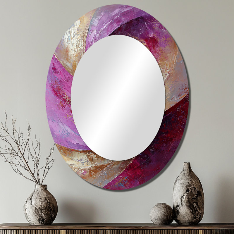 Abstrait abstrait lavande Tranquility Balance I - miroir ovale doré, 40 po x 30 po