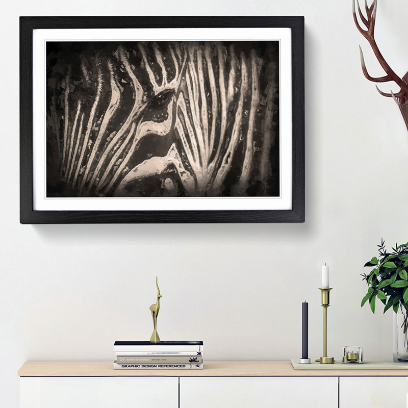 Eye of the Zebra in Abstract - Picture Frame Graphic Art Print, Black Framed, 48cm H x 65cm W x 2cm D