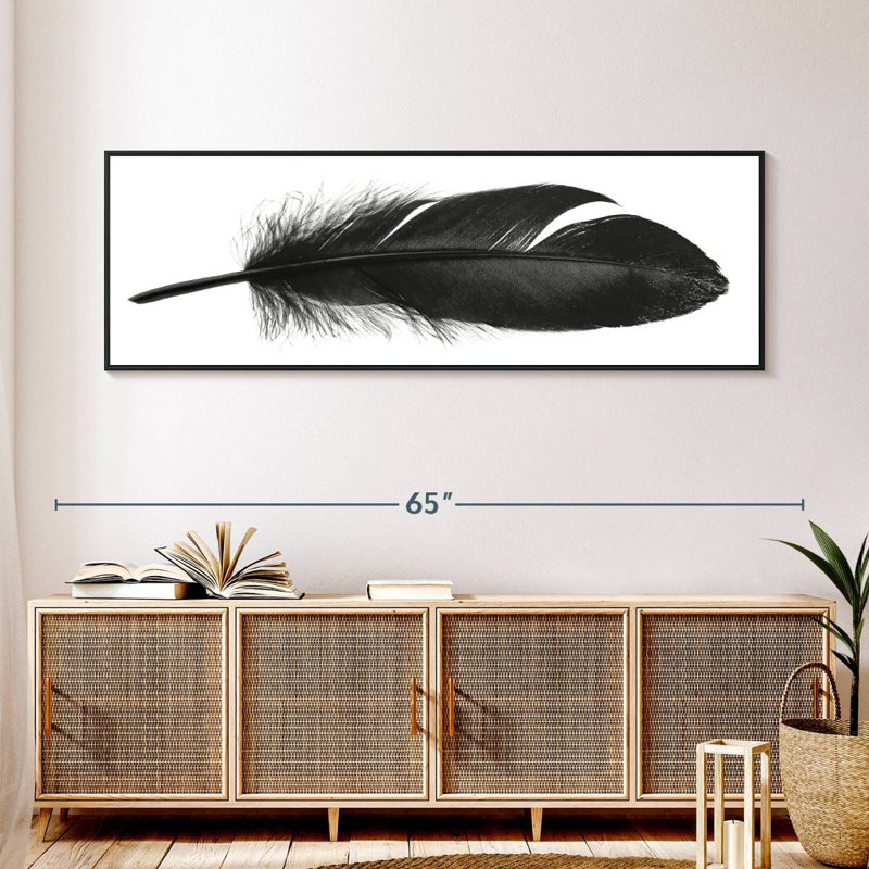 Plume foncée, 57" x 19", Cadre flottant noir