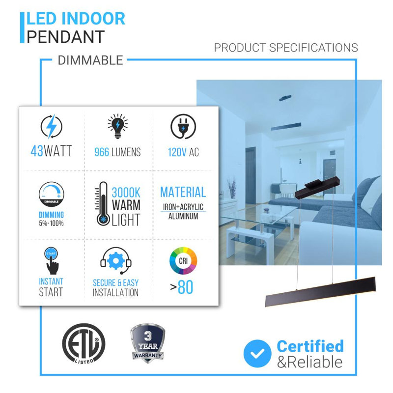 Aeihso 1 - Light LED Unique/Statement Pendant, Matte Black