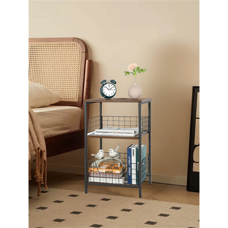 Table de chevet polyvalente - parfaite pour le salon, la chambre à coucher et le bureau, Noir / brun rustique
