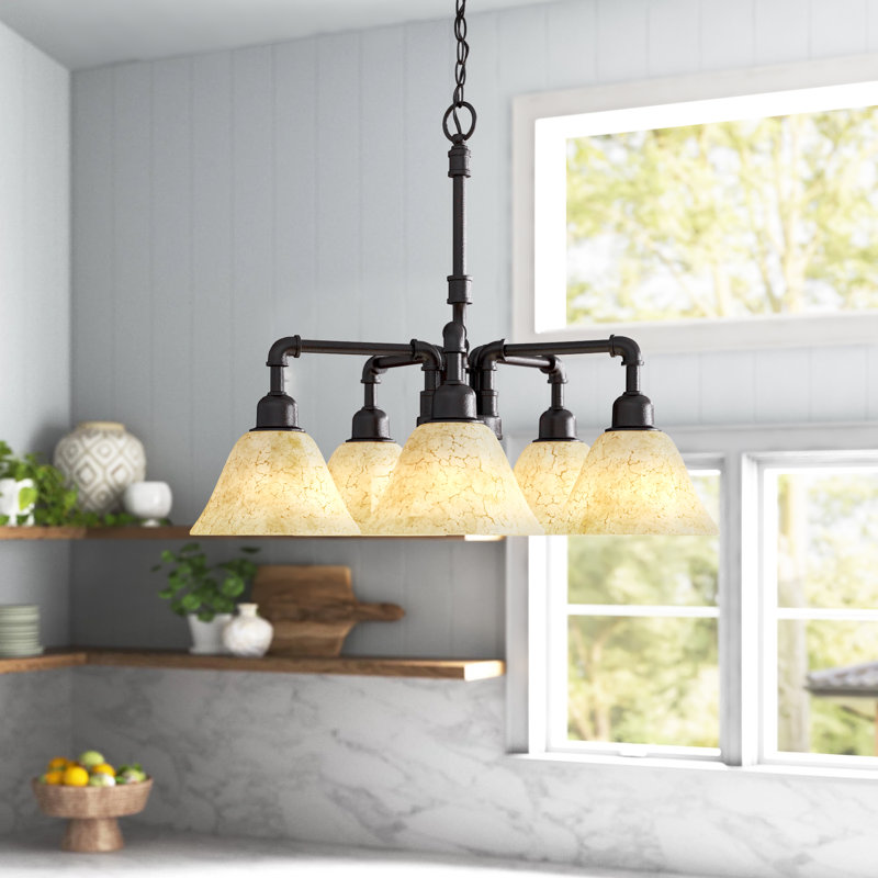 Lustre rétro avec 5 lumières Eilif, Granit foncé