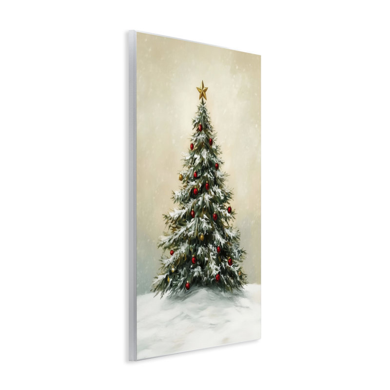 Plaque murale arbre d'hiver avec ornements, design par LSR Design Studio, H 19 po x l 13 po