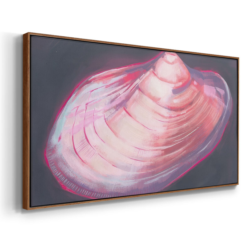 Neon Shell I - Toile tendue avec châssis encadré - Prêt à être accroché, H 21 po x l 41 po, Noyer