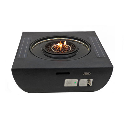Bronwyen Square Stone Propane Fire Pit Table