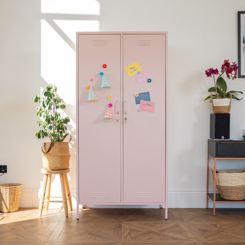 Nikeria 2 Door Steel Wardrobe, Pink