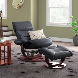 Cambel Pedestal Dawson Manual Swivel Recliner with Ottoman