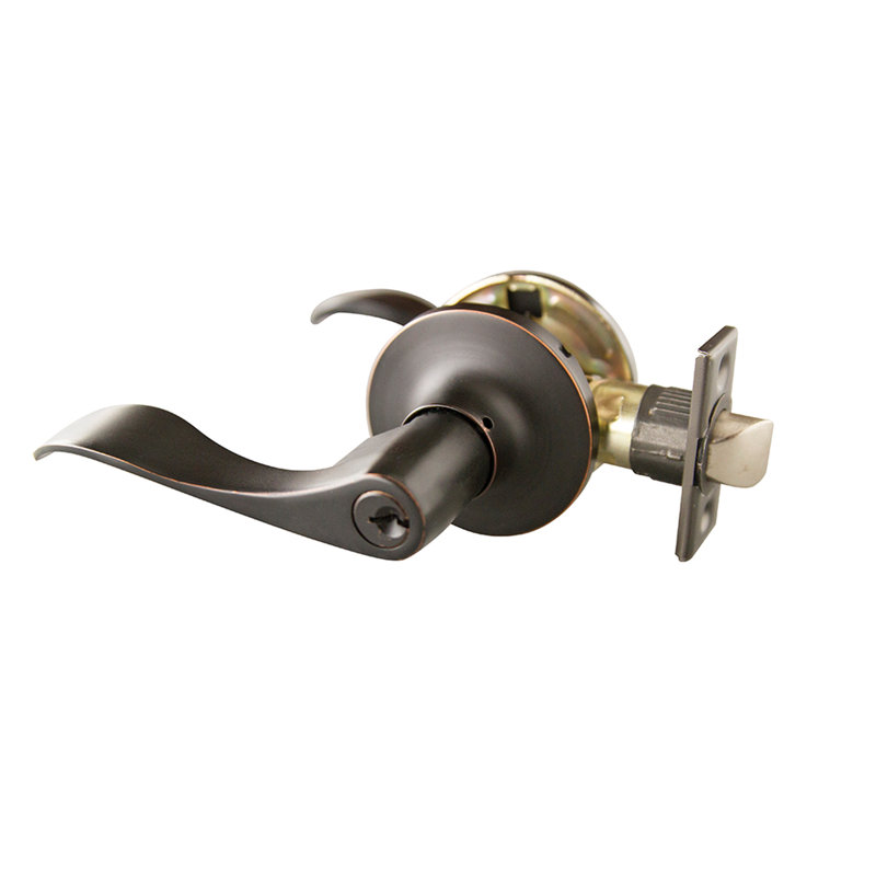 Stratford Keyed Entry Door Lever with Universal 6-Way Latch, Oil Rubbed Bronze