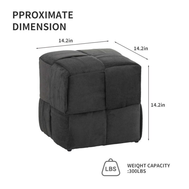 Soft And Comfortable Square Corduroy Ottoman Foot Rest, Versatile And Durable For Modern Living Spaces, Corduroy, Gray