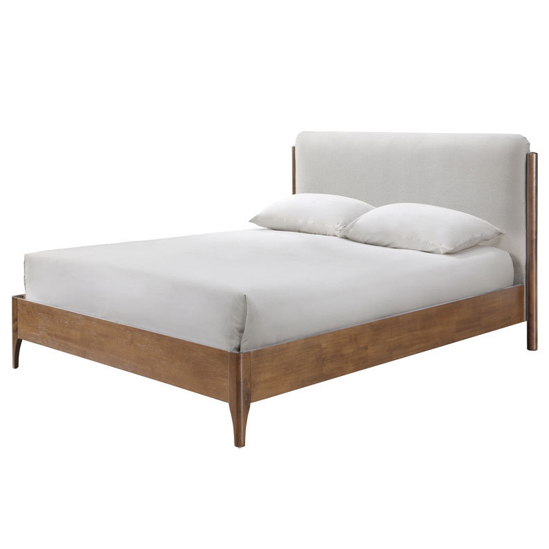 Solacina Wood Frame Bed, Queen, Ivory/Natural