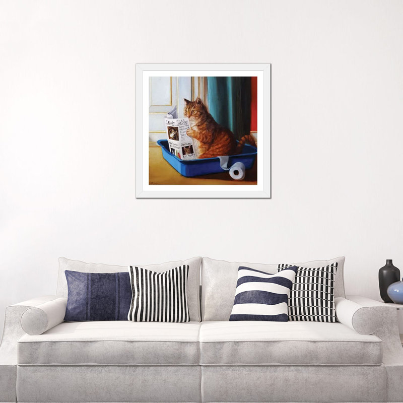« Kitty Throne » par Lucia Heffernan-impression, H 24 po x l 24 po x p 1 po, Papier encadré blanc, Blanc