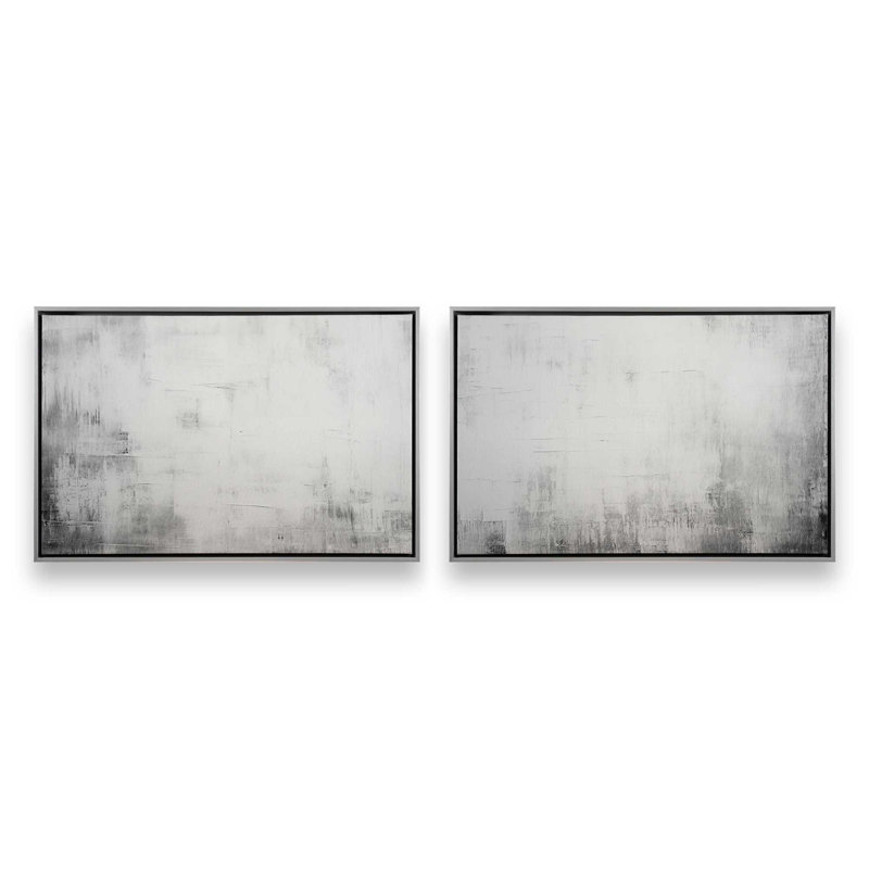 Ensemble de 2 toiles encadrées silencieuses, H 12,75 po x l 37,5 po x P 1,75 po, Cadre flottant blanc opaque