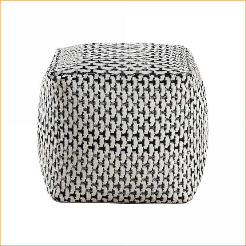 Ottoman Modern Square Multi-Color Jacquard Fabric Non-Slip Pouf for Seating/Footrest, 16x16x16 | Multicolor | Textile