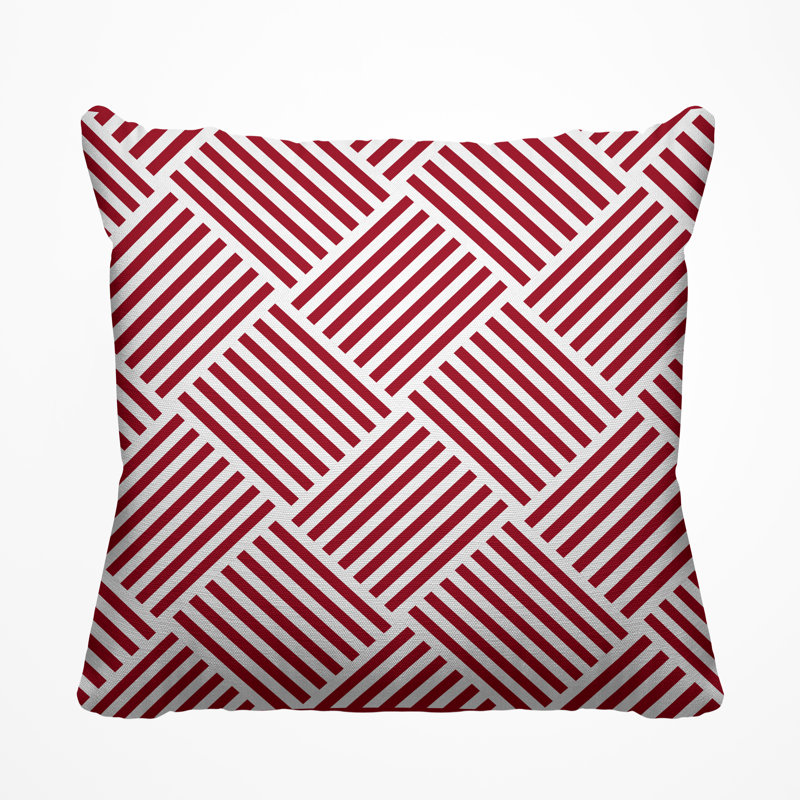 Langley Geometric Outdoor Reversible Throw Pillow, 15H" x 15W", Red