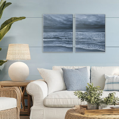 Dramatic Sea Dark Storm 2pc Canvas Set, design by Grace Popp