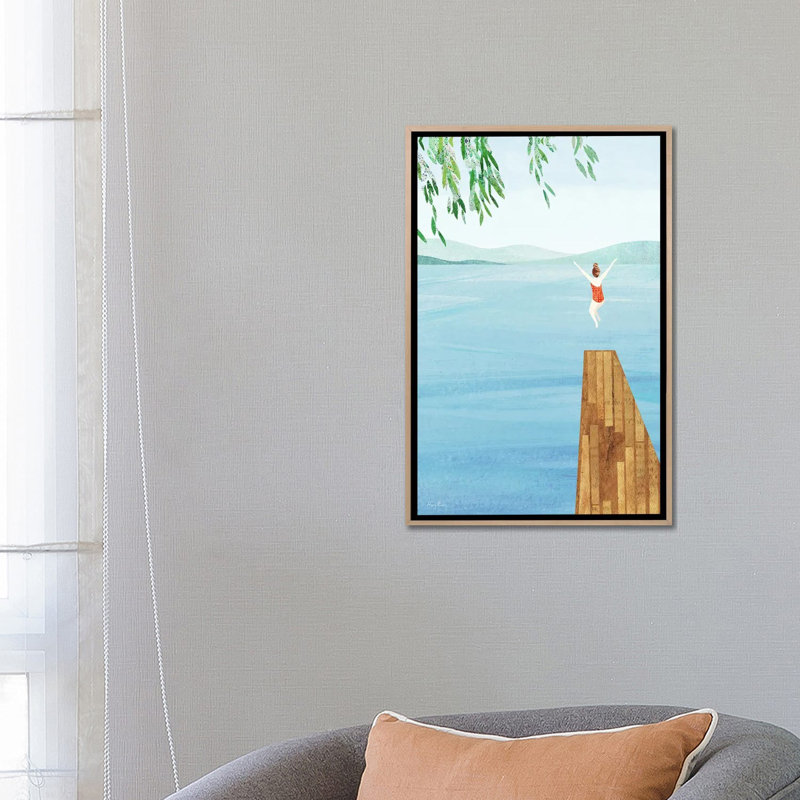 Wild Swim - Framed Wall Art Print, Beige, Framed Print without Mat, 26" H x 18" W