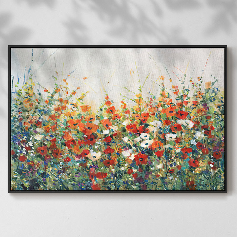 «Garden in Bloom I», reproduction d'art sur toile, H 25 po x l 37 po x P 2 po, Cadre noir