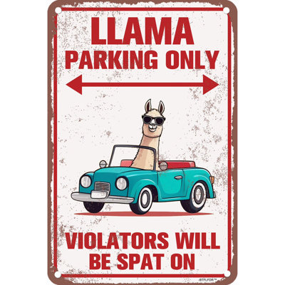 8" x 12" Aluminium Retro Sign Llama Parking Sign Room Decor Home Decoration - Cute Llama Gifts for Women Girls Wall Art