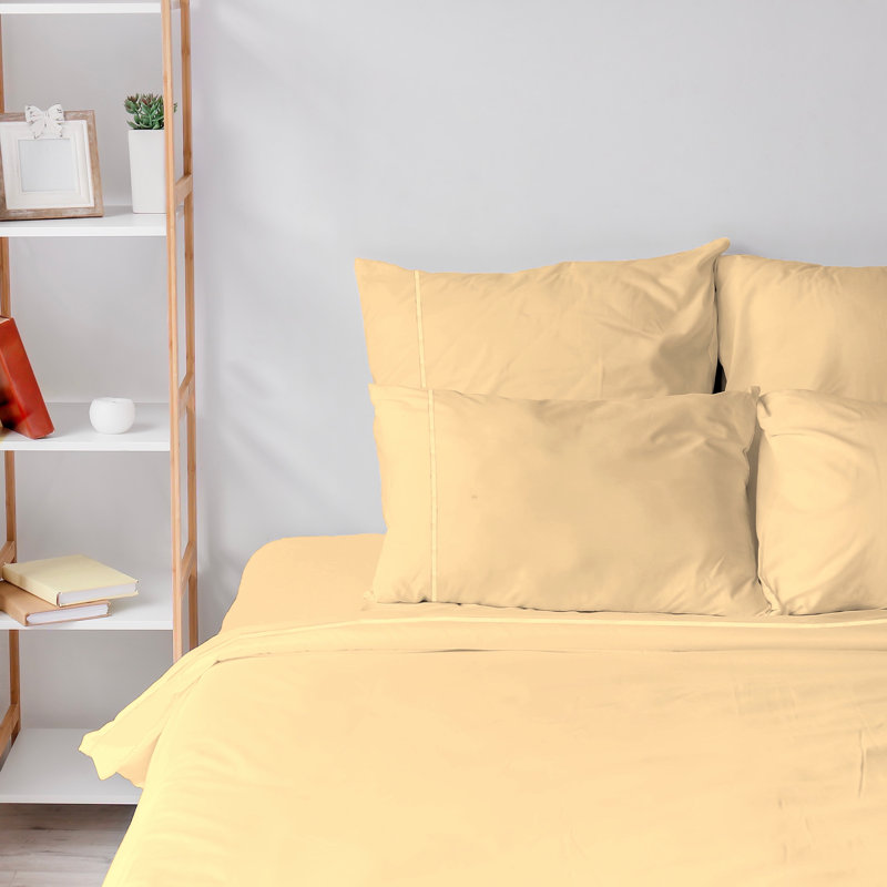 6 Piece Ultra Soft Double Brushed Microfiber Sheet Set, Cooling Sheets with Extra Deep Pockets - Machine Washable, Butter