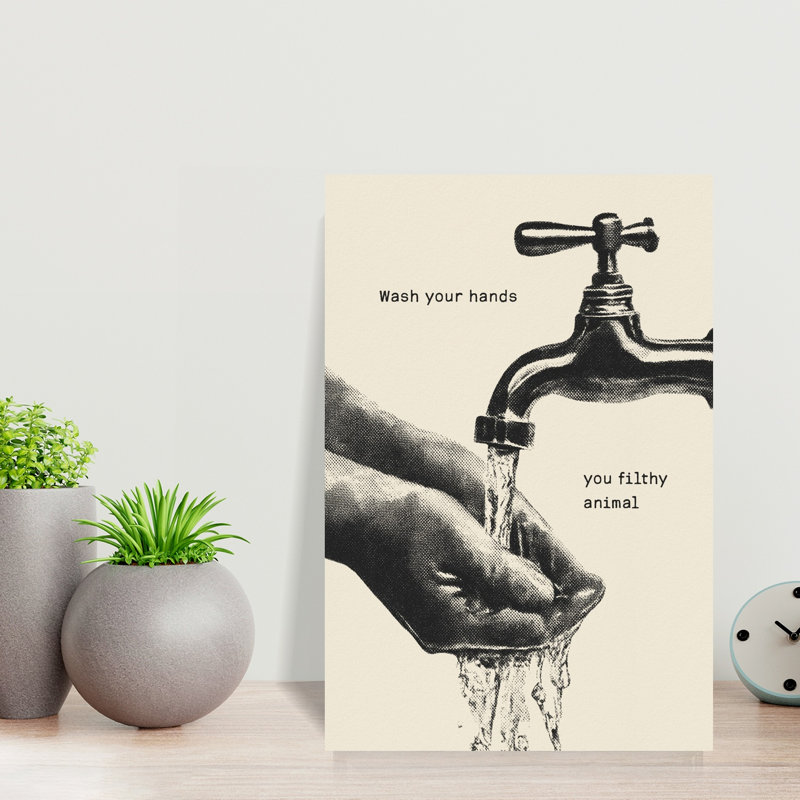 «Wash Your Filthy Hands», art mural rétro abstrait, H 18 po x l 12 po
