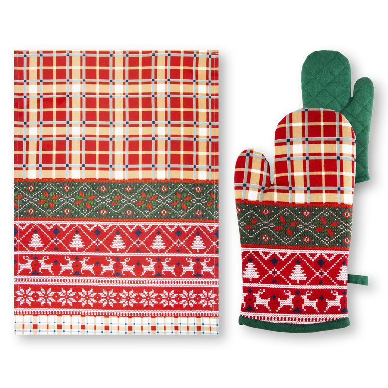 Fall Winter Cotton Plaid Kitchen Towel Linen Set