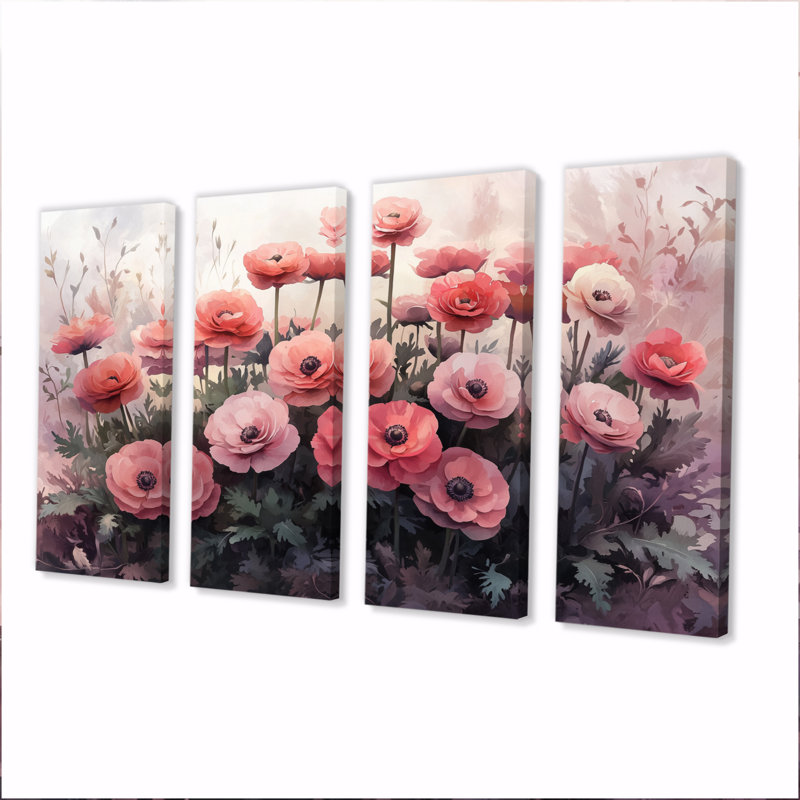 Casey - Ranunculus Wall Art - Wall Art Canvas, 4, 28" H x 48" W