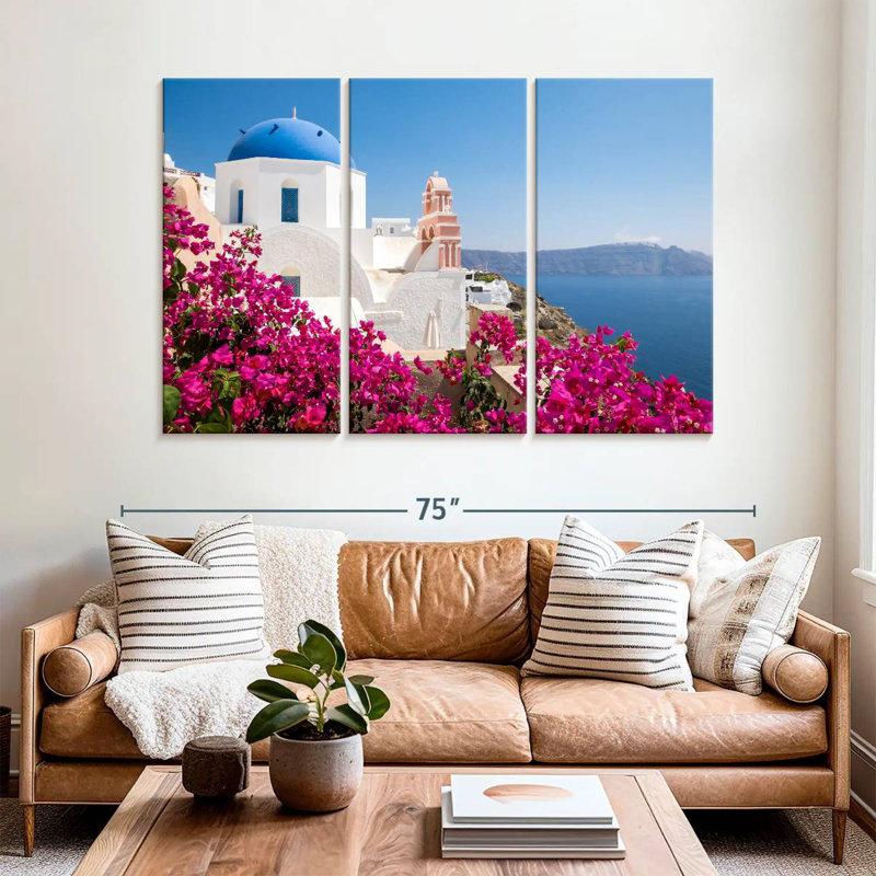 Architecture cycladique de Kavia Santorini, H 42 po x l 65 po