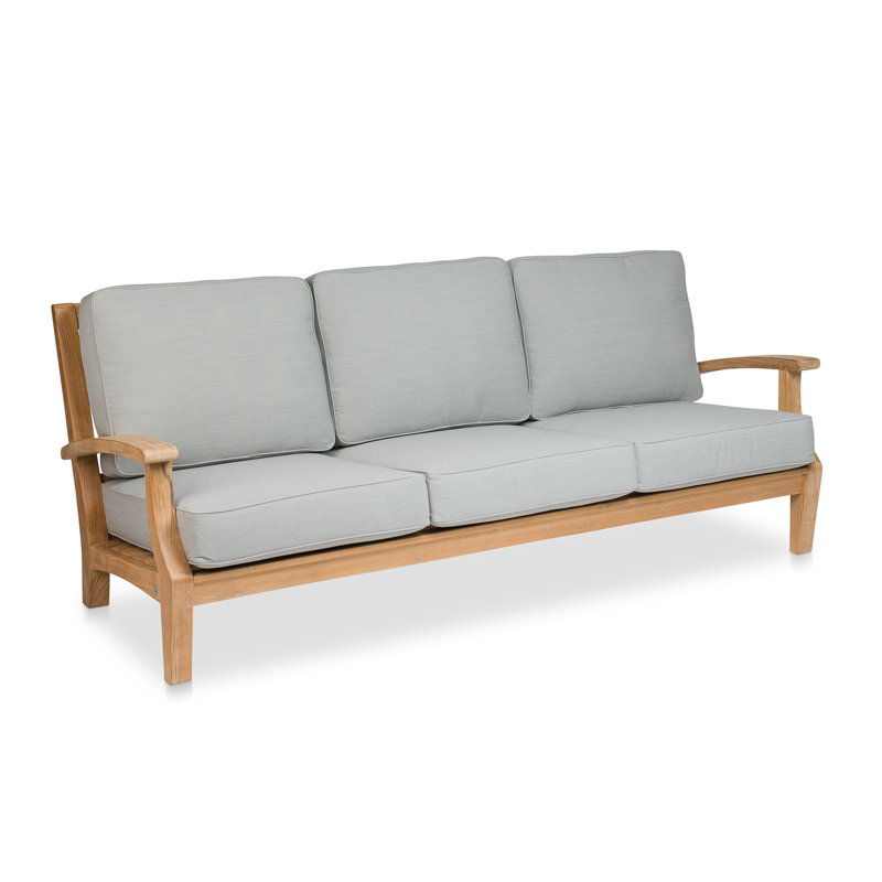 83'' Wide Reversible Teak Patio Sofa with Cushions, Gray