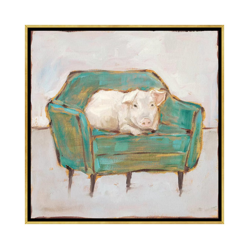 Créature confort VI par Ethan Harper - reproduction d'art, H 26 po x l 26 po x P 1,5 po, Toile encadrée d'or, Pas de tapis