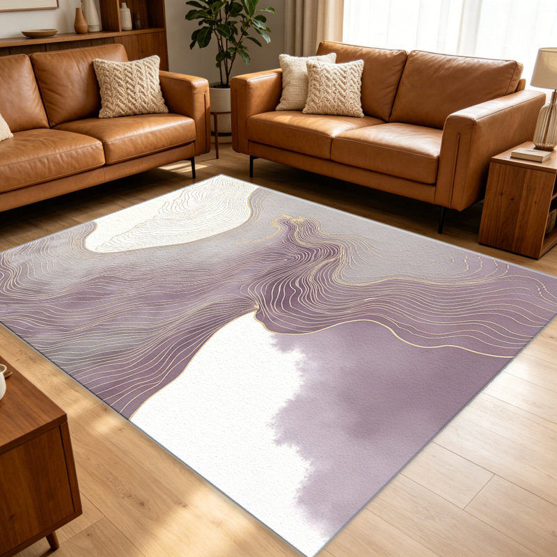 Lavender Gold Abstract Topographic carpet-easy to clean, machine-washable, soft and comfortable; suitable for door mats, kitchens, living rooms, bedrooms, corridors, and laundry areas. Easy to clean, durable carpet for home decoration.