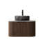 Meuble-lavabo durable 24 po avec lavabo en verre noir, style grain de bois moderne