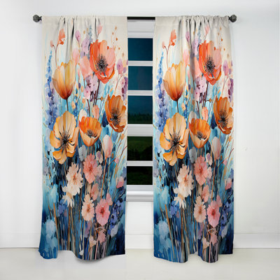 Rideau occultant en velours bleu Blue Bonnets Multicolored Collage II - Blue Bonnets