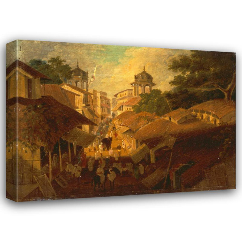 «Street in Patna» par Sir Charles D'Oyly - Art mural sur toile tendue avec châssis, H 17 po x l 24 po