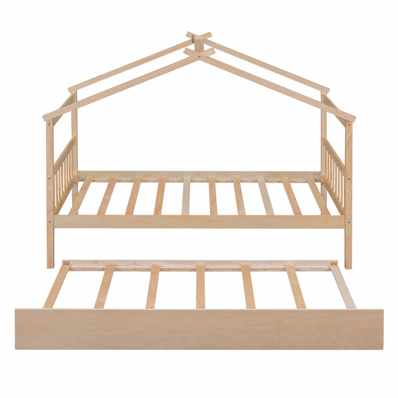 Aashini Kids Platform with Trundle, Natural, Twin
