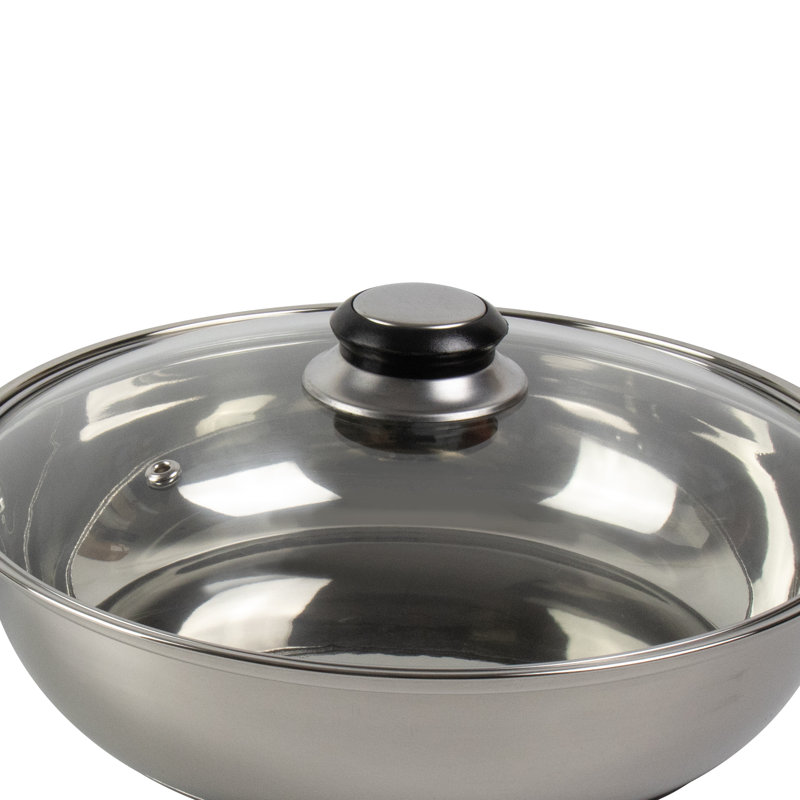 SQ Professional Lustro Stainless Steel 24cm Frying Pan With Glass Lid