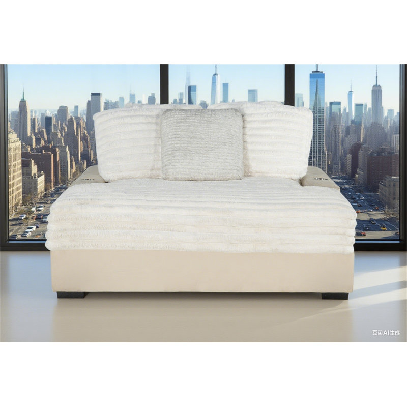 Wide Sofa Bed, 2-Seater Lounger Sofa With USB With Cup Holders, Overstuffed Cushion Sleeper With Skin-Friendly Upholstery